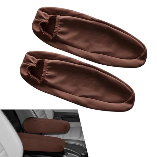 Xuphuyb 2PCS Car Front Seat Armrest Covers, Car Armrest Cover, Soft Elastic Fabric Car Armrest Protectors Replacement, Comfortable Vehicle Interior Arm Rest Accessories for Vehicels (Coffee)