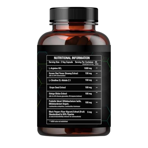 GenZ Grow L Arginine Plus Supplement 1600 MG L Arginine, Korean Red Panax Gin...