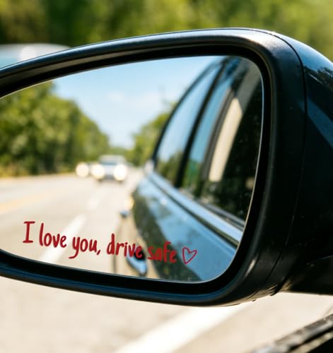 10 Stück I Love You Drive Safe Aufkleber Aufkleber Fahr Vorsichtig Ich Liebe Dich für Autospiegel (Rot Grün Grau Gelb Mehrfarbig)