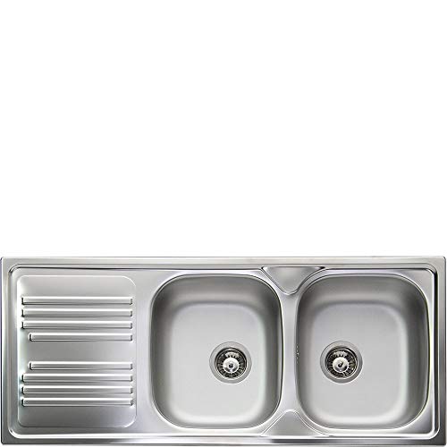 Smeg LYP116S - Fregadero (Fregadero empotrado, Rectangular, Acero inoxidable, Acero inoxidable, 2 senos, Rectangular)