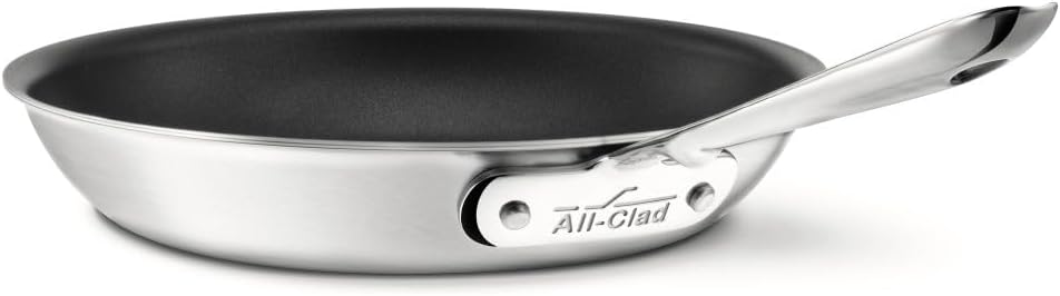 All-CladD5 5-Ply Stainless Steel Nonstick Fry Pan 10 Inch Induction Oven Broiler Safe 500F Pots and Pans, Cookware Silver