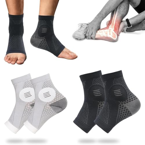NJCXOLA 2 Paar Sprunggelenkbandage Orthopädische Kompressionssocken Neuropathie Knöchelbandage Arthritis Achillessehne Bandage Plantarfasziitis Fussbandagen Sprunggelenk Sport,Plantar Fasciitis Socks