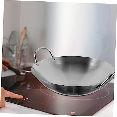 Wok de acero inoxidable con doble mango 1pc miniatura 6