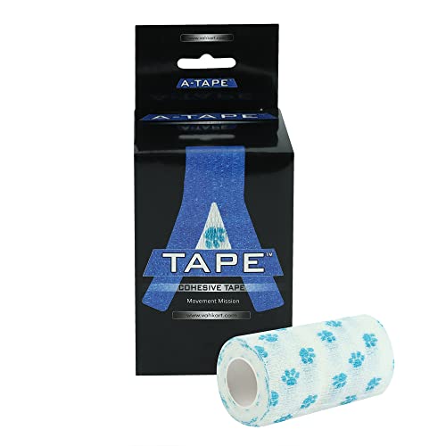 Image of A-TAPE Breathable Self Adhesive Cohesive Bandage for Humans & Pets (Dogs, Cats, Birds) -Sports, Wrap, Athletic, Non Woven First Aid Medical, Wrist, Swelling (10 cm X 4.5 mtr, Pack of 2) (Whitesmall Paw)