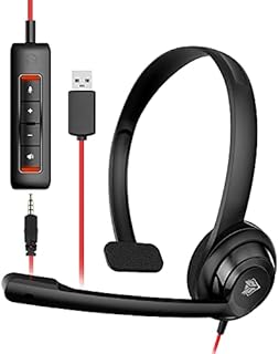 NUBWO HW02 USB Headset with Microphone Noise Cancelling &in-line Control, Super Light, Ultra Comfort Computer Headset for Laptop pc, On-Ear Wired Office Call Center Headset for Boom Skype Webinars