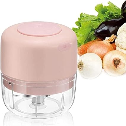 Torko Electric Fully Automatic Wireless Portable mini garlic chopper with 2 Sharp Stainless Steel Blades for kitchen - Multicolour , 100ml