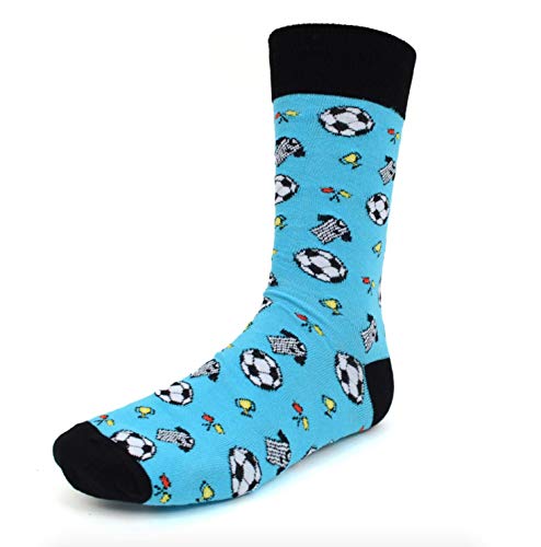 Urban Peacock Men's Novelty Fun Crew Socks - Multiple Patterns to Select From (Soccer Referee Socks - Blue, 1 Pair)