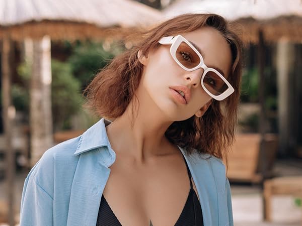 Image of IFLASH Rectangle Sunglasses for Women 90s Retro Trendy Y2K Classical Vintage Square Shades