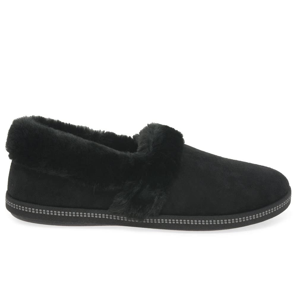 Skechers COZY CAMPFIRE TEAM TOASTY, Pantuflas para Mujer, Black Microfiber/ Faux Fur Line, 38 EU