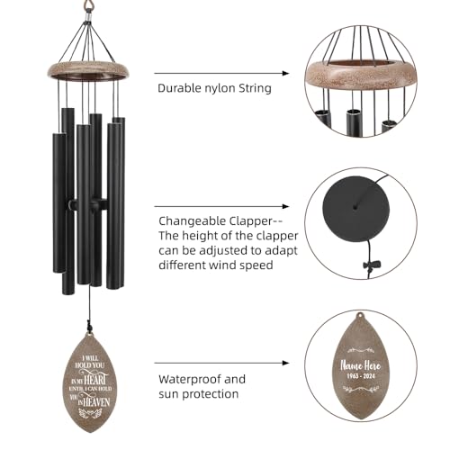 Image of ASTARIN Personalized Name 35 inch Memorial Wind Chimes for Outside, Metal Sympathy Gifts for Loss of Mother Father Loved One, Bereavement Wind Chime in Memory Gift, Produced in Texas