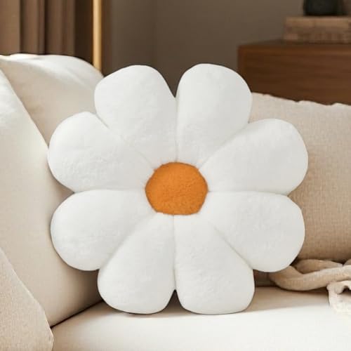 Aryan Flower Pillow White Decorative Throw Pillows, Floor Cushion Cute Pillows for Bed Bedroom Room Sofa Couch Decor 38cm(White) - Cosy Home Interiors Aryan Flower Pillow White Decorative Throw Pillows, Floor Cushion Cute Pillows for Bed Bedroom Room Sofa Couch Decor 38cm(White)