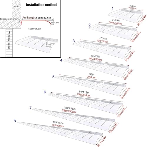 Toldo exterior de policarbonato transparente de 3 mm para protección de puertas y patios de 60x120cm 7