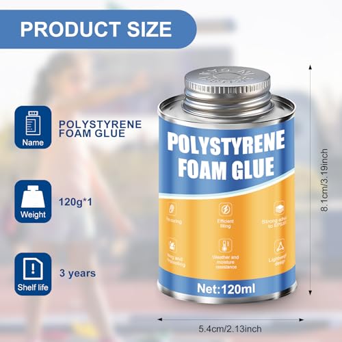 ALLONY Styroporkleber, 120ML Modellbau Kleber Plastik, Styropor Kleber, Schnell aushärtend, Spezialkleber für Polystyrol, Modellbau, Styropor, Schaumstoffkleber zum Basteln und kreativen Gestalten
