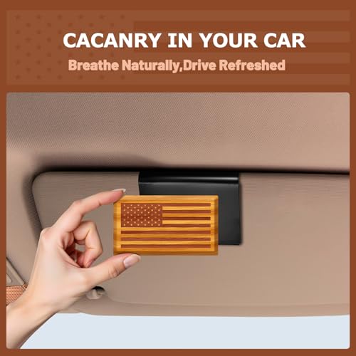 Image of Car Air Freshener - Wood Air Freshener - American US Flag Design - Car Odor Eliminator for Visor Clip - Sun Visor Clip Scent (Orchard /Starter Kit)