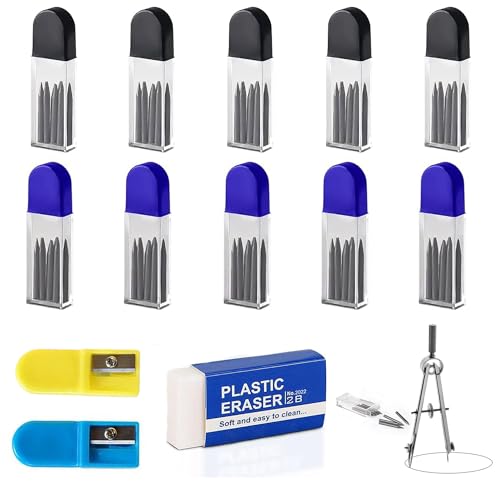 Mine 2b 2mm Lot De 100 Mines Pour Compas 2B - Avec Gomme Et Taille-crayon | Dessin Technique Et Mathématique Mine Pour Compas Maped