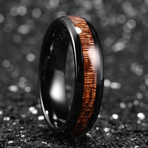 King Will Nature 3mm 4mm 5mm 6mm Black Domed Koa Wood Ceramic Ring Wedding Band Polished2