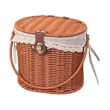 perfk Cesta de Canasta de Picnic Canasta Tejida práctica ENCENDADA PRÁCTICA Container de Almacenamiento de Cesta de Almacenamiento rústico para Fiestas de