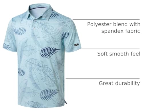 Image of Obla Mens Golf Polo Shirts Short Sleeve Dry Fit Performance Moisture Wicking Casual Print Collared Golf Shirts for Men