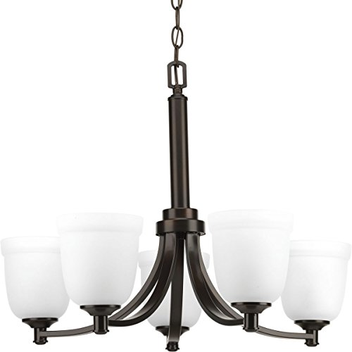 Topsail Collection 5-Light Etched Parchment Glass Coastal Chandelier Light Antique Bronze
