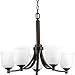 Topsail Collection 5-Light Etched Parchment Glass Coastal Chandelier Light Antique Bronze