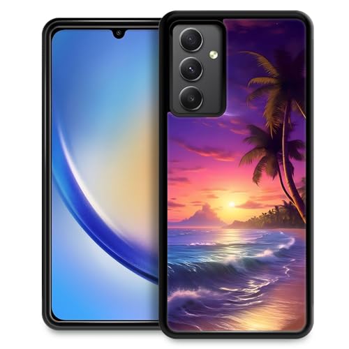 Coque Samsung A54 5G souple antichoc motif plage palmier vacances pour fille