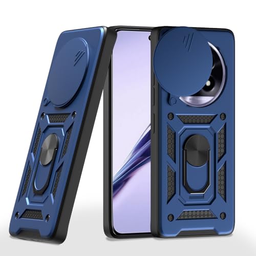 Image of Pikkme D10 Tough Armor Bumper Case | 360 Protection Case | Sliding Camera Shield Cover & Ring Holder Stand Back Cover for Realme 13 Pro 5G / Realme 13 Pro Plus 5G (Blue)
