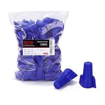 HKS 100 PCS Blue Wire Nuts - AWG 14-6 Winged Electrical Wire End Connector - Twist-On Screw Caps Insulated Insertion with Spring Portable & Quick to Connect BlueAWG 14-6
