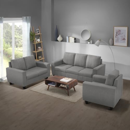 Image of Sleepyhead Bae Designed by Duroflex - 6 Seater Sofa, 3+2+1 Sofa Set |Premium Fabric Living Room Sofa Set with Modern Space-Saving Design |Comfort Seating & Easy-Clean |3 Year Warranty - Stone Grey