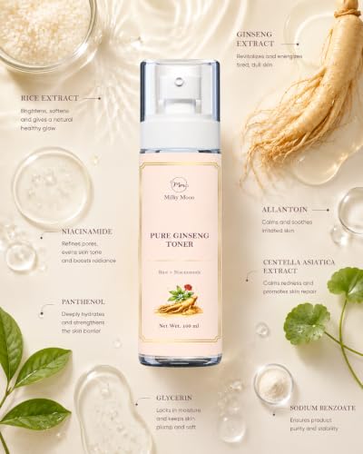 Image of Ginseng Toner For Glowing Skin Korean | spray | All type Skin | skin whitening | Refreshing Face Mist & Toner | Alcohol-Free | Women & Men | 100 ml
