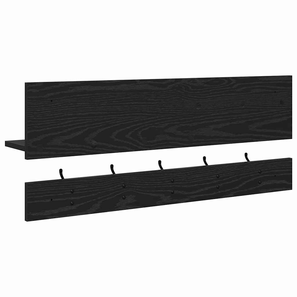 Wandgarderobe aus Holzwerkstoff 90 x 15 x 36 cm in Schwarze Eiche mit Regalbrett für Jacken und Accessoires Modernes Design für Flur und Eingangsbereich