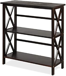 Tangkula 3-Tier Bookcase and Bookshelf, Wooden Open Shelf Bookcase, X-Design Etagere Bookshelf