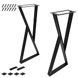 Warmaxx Z Type Iron Furniture Table Legs 32 inch H Heavy Duty Black Metal Legs, Industrial Square Tu