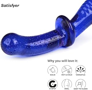Satisfyer Double Crystal | 20cm | Dildo del punto G | Dildo de vidrio | Vidrio de borosilicato | Estructura lisa y estriada para mayor estimulación | Mango y base ancha para sesiones seguras