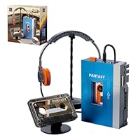 PANTASY Retro-Kassettenplayer Baustein-Modell, Tragbarer Tape-Player im 1970er-Stil mit Austauschbaren Kassetten & Kopfhörern, Vintage Musik-Display und Sammlerstück für Erwachsene