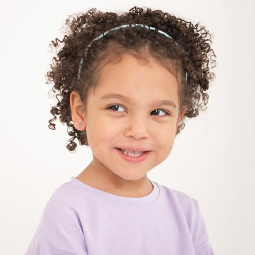 925 Sterling Silver Teal Enamel Flower Surfboard Safety Screw Back Earrings For Little Girls - Children's Vacation Surfboard Earrings - Small Beach Day Earrings For Young Children2