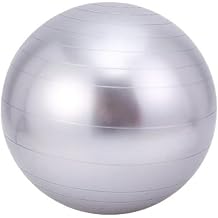 SagaSave Balance Ball with Inflator Yoga Ball Exercise Ball for Working Out Pilates Ball Birthing Ball for Physical Therapy, Fitness, Office Ball Chair 85cm/2.8ft Silver with Pump