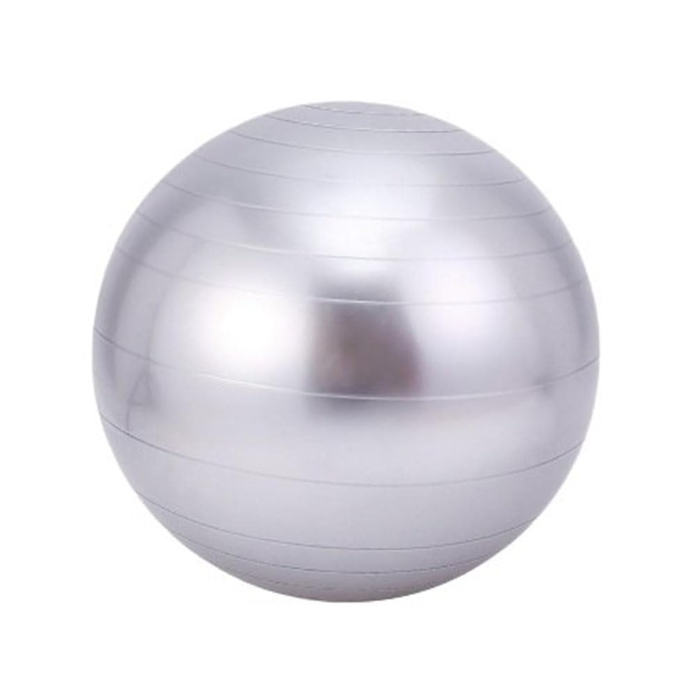 Balance Ball with Inflator Yoga Ball Exercise Ball for Working Out Pilates Ball Birthing Ball for Physical Therapy, Fitness, Office Ball Chair (85cm/2.8ft Silver with Pump)