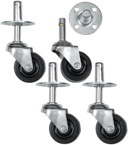Reliable Hardware Company RH-9006-SET-A Plug Caster Set, Black & Silver 2 inches
