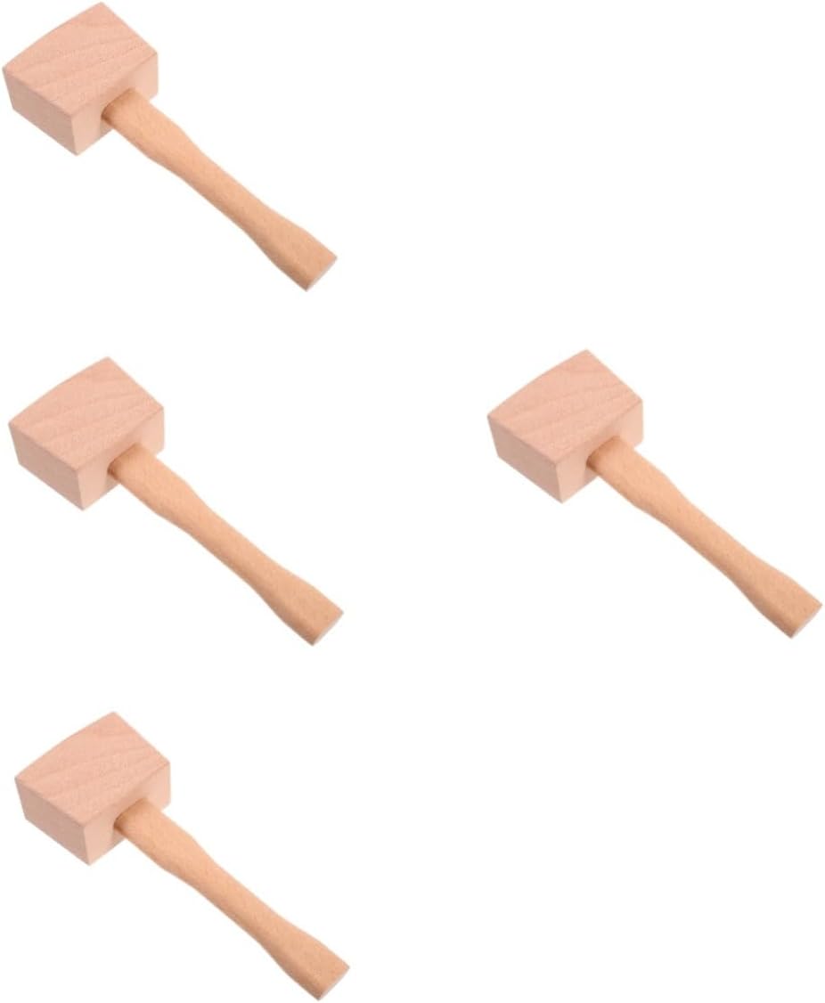 OUNONA 4pcs Wooden Mallet Hammer Multi-purpose Woodworking Judge Ergonomic Grip Carving Tool