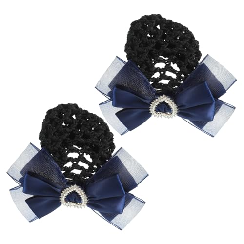 SKISUNO 2 piezas Hair Net Bow Barrette Clip para Mujeres y Niñas Redecilla para Moños Profesional Accesorio de Pelo Elegante para Enfermeras Camareras y Diario