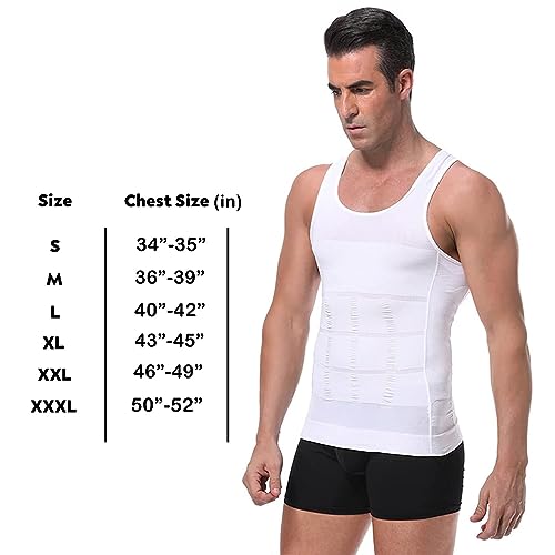 Image of Wearslim Men Compression Shirt For Workout Vest Abs Abdomen Slim Body Shaper Undershirt Slimming Shirt to Hide Gynecomastia Stretchable Tummy Tucker Vest - Pack of 2 - (Black & White)