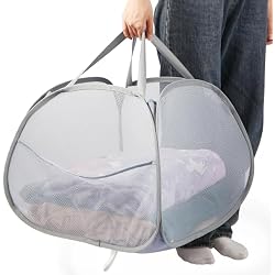 Collapsible Laundry Baskets, 90L Large Foldable Laundry Basket, Durable Mesh Pop Up Hampers for Laundry, Dirty Clothes Laundry Hamper for Bedroom, Bathroom, Dorm, Laundry Room, Travel or Camping Grey
