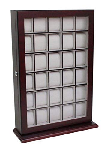 30 Piece Cherry Wood Watch Display Wall Hanging Case and Storage Organizer Box