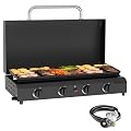 SKOK 4 Burners Outdoor Tabletop Gas Griddle with Hood, Flat Top Grill