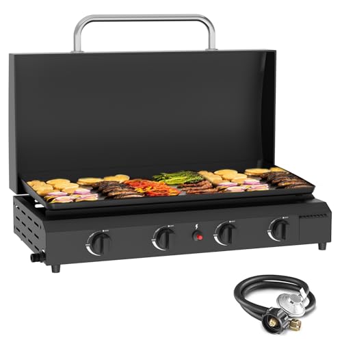 SKOK 4 Burner Gas Griddle with Hood- 30 Inch...