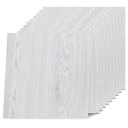 Dalles de sol autocollantes en vinyle Yipscazo pin blanchi 32 pièces pour rénovation sol de maison
