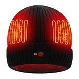 SVPRO Heated Beanie Hats for Men Women,Rechargeable Battery Heated Winter Hat Electric Knit Skull Cap,Outdoor Heated Hat Unisex Cold Weather Hats