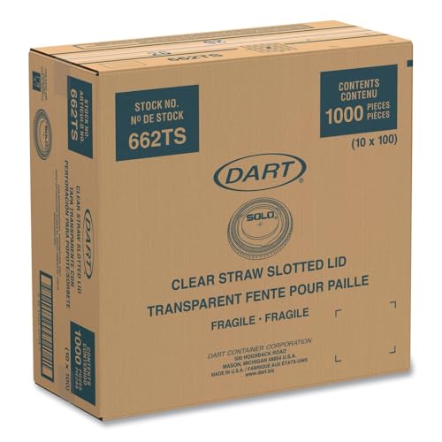 Solo Foodservice Pete Straw Slot Lid for 12 oz. Plastic Cold Cup, Clear, Case of 10