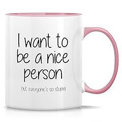 White Mug with Pink Handle and Inner