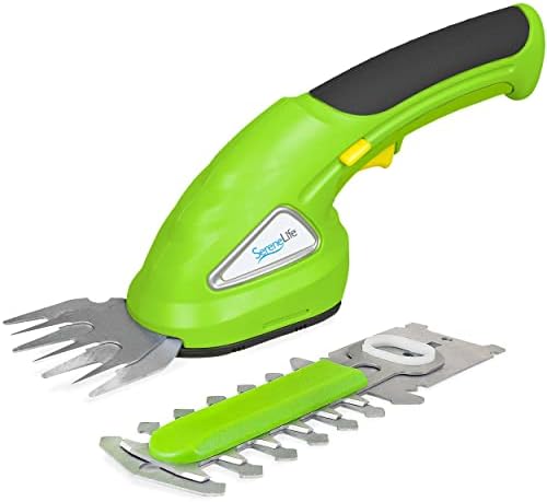 SereneLife Battery Grass Cutter, Grass Clippers Cordless, Trimmer Cutter, Handheld Trimmer, Grass Shear Electric, Perfect For Leaves & Debris, Rechargeable Battery, Charge Time 4 Hrs, 3.6V (PSLHTM20)